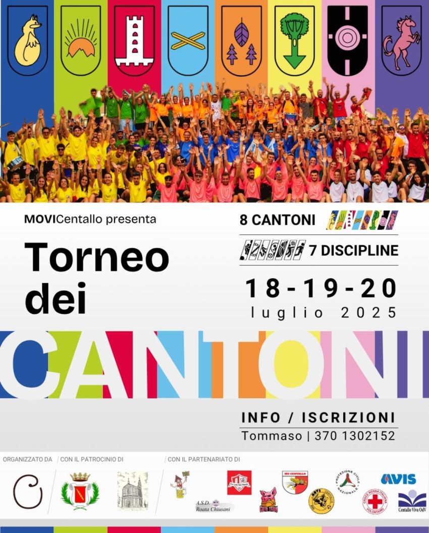 Torneo dei Cantoni - Viale Vittorio Veneto 17, Centallo (CN) - ⚔️ Il 𝐓𝐨𝐫𝐧𝐞𝐨 𝐝𝐞𝐢 𝐂𝐀𝐍𝐓𝐎𝐍𝐈 Centallesi è di nuovo realtà! ⚔️🗓 Venerdì 18, sabato 19 e domenica 20 luglio tenetevi pronti!📍 MOVImento giovanile di Cental...