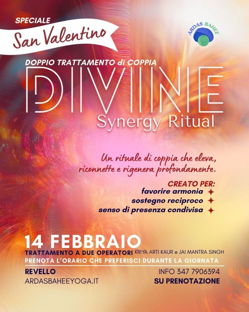 San Valentino DIVINE Synergy Ritual - Via Giorgio Rubiolo, 3, Revello (CN) - DOPPIO TRATTAMENTO Rilassante di COPPIA.
Un rituale di coppia che eleva, riconnette e rigenera profondamente.
CREATO PER: favorire armonia, sostegno r...