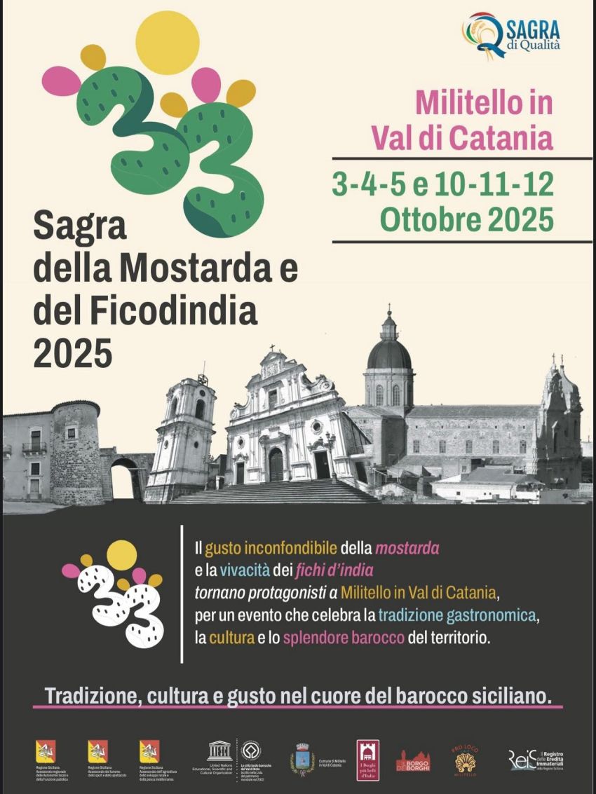 Sagra della Mostarda e del Ficodindia  - Atrio del Castello, Via Porta della Terra, Militello in Val di Catania (CT) - La Sagra della Mostarda e del Ficodindia: un’esplosione di gusto, tradizione e colori nel cuore della Sicilia!Nel paese natale di Pippo Baudo, ogni an...