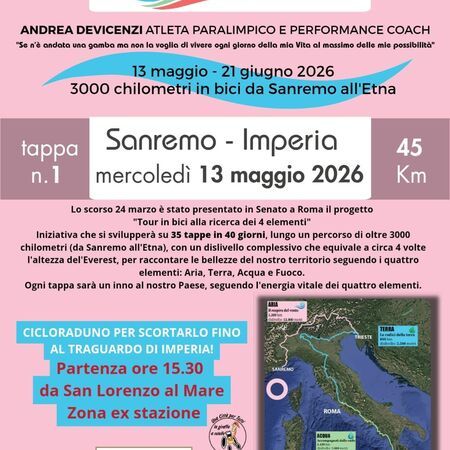 TOUR IN BICI - zona ex stazione, San Lorenzo al Mare (IM) - 🚴‍♂️ TOUR IN BICI – Alla ricerca dei 4 Elementi 🌍🔥💧🌬️
Un viaggio straordinario, una sfida incredibile, una storia da vivere insieme!
Mercoledì 1...